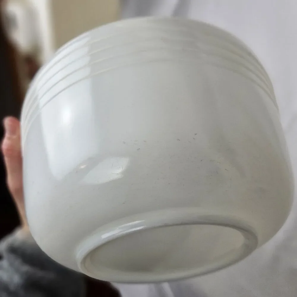 Vtg White Pyrex Ribbed Milk Glass 4 Qt Mixing Bowl for Hamilton Beach Mixer #11